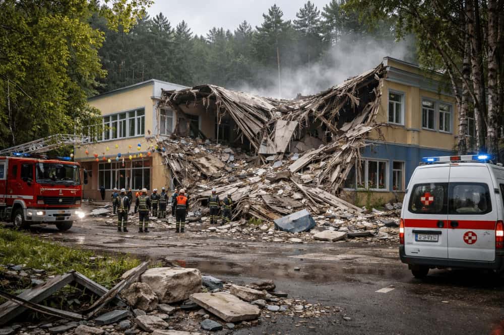 В санатории «Самоцвет» на Урале обрушилась часть здания — пострадавших нет