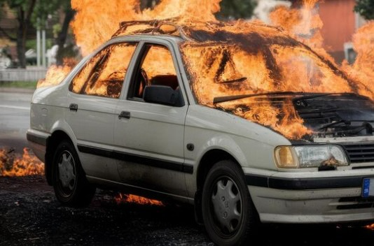 В Нижнем Тагиле сгорел легковой автомобиль  | В Нижнем Тагиле девять пожарных боролись с загоревшимся автомобилем