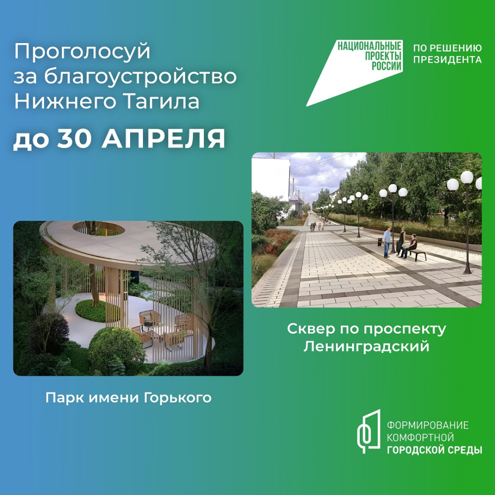 Голосование за благоустройство в Нижнем Тагиле: определены лидеры инициативы | В Нижнем Тагиле определились два лидера голосования проекта «Формирование комфортной городской среды»